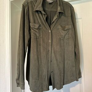 Natural Reflections Suede Casual Button Down Shirt